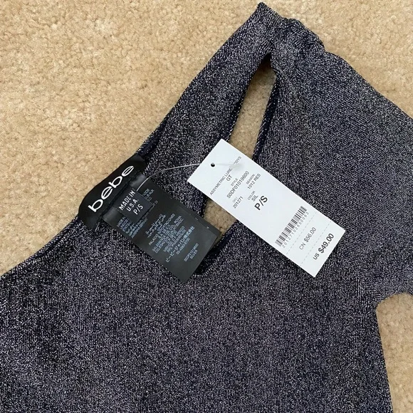 NWT Bebe Asymmetrical One Shoulder Bodysuit Size S - Picture 4 of 5